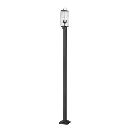 Z-LITE Sana 2 Light Outdoor Post Mounted Fixture, Black And Seedy 592PHMS-536P-BK